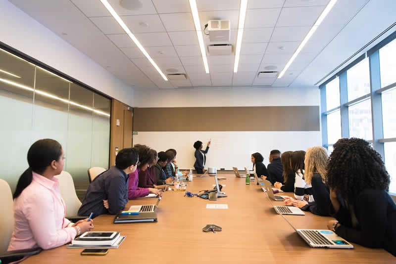 Meeting in a board room
