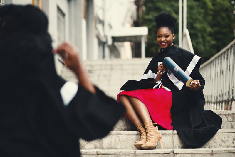 College graduate having picture taken